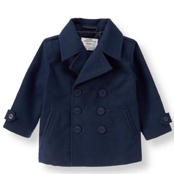 Janie and Jack navy blue classic wool blend pea coat sz 18-24 months